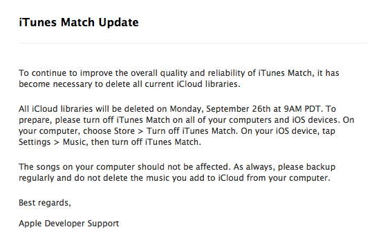 iTunes Match sera purgé