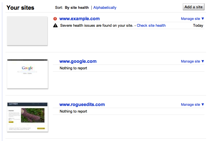 homepage Google surveille l’état de santé de votre site Web 