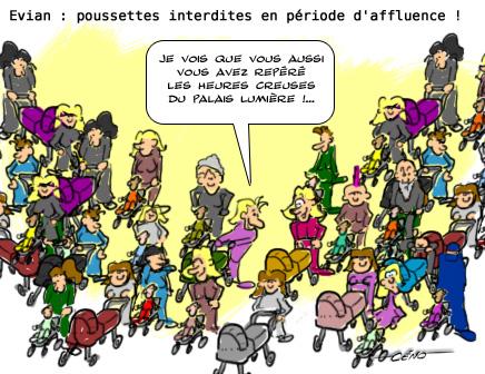 Céno Dessinateur - La Babole : Les poussettes interdites au palais Lumière d'Evian