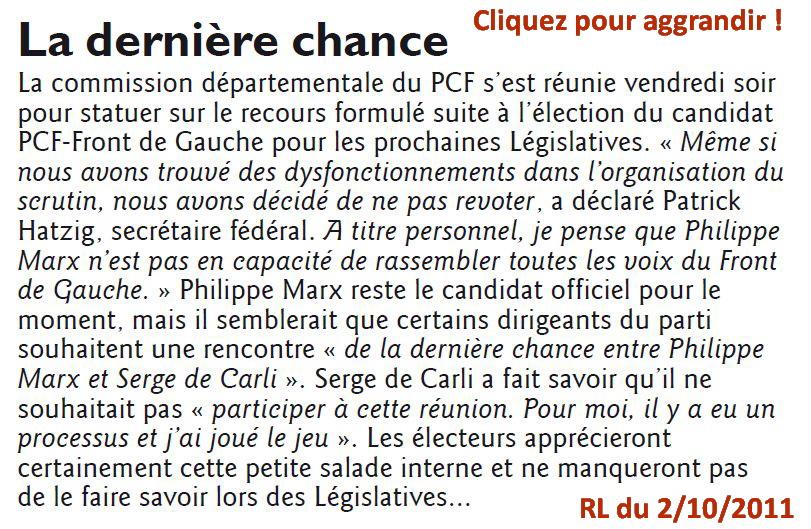 Le billet du Jour : Il est écrit, « LA DERNIERE CHANCE ». Il aurait fallu écrire, « UN PEU DE BON SENS » !