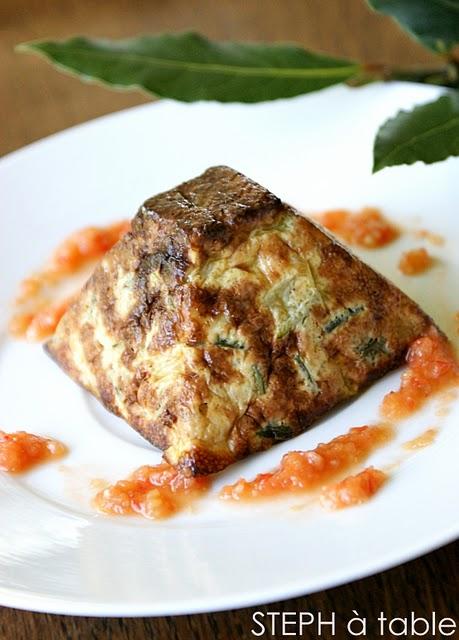 Flan de courgettes et son coulis de tomates .. un petit air d'été