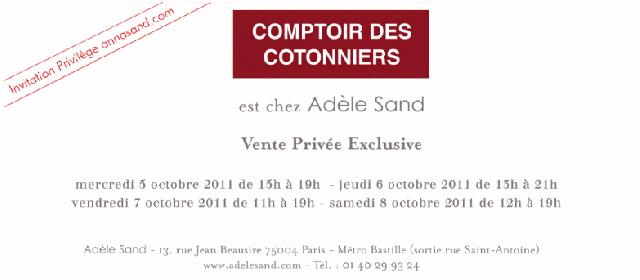 Invitation à la vente privée Comptoir des Cotonniers