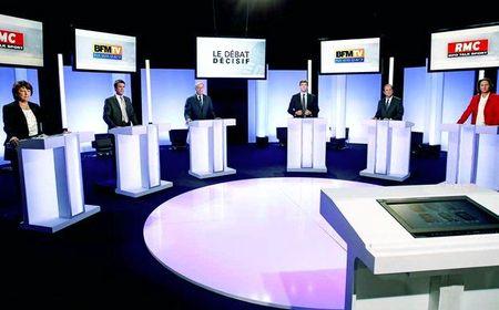 PRIMAIRES PS 2011 3e débat candidats pupitre central