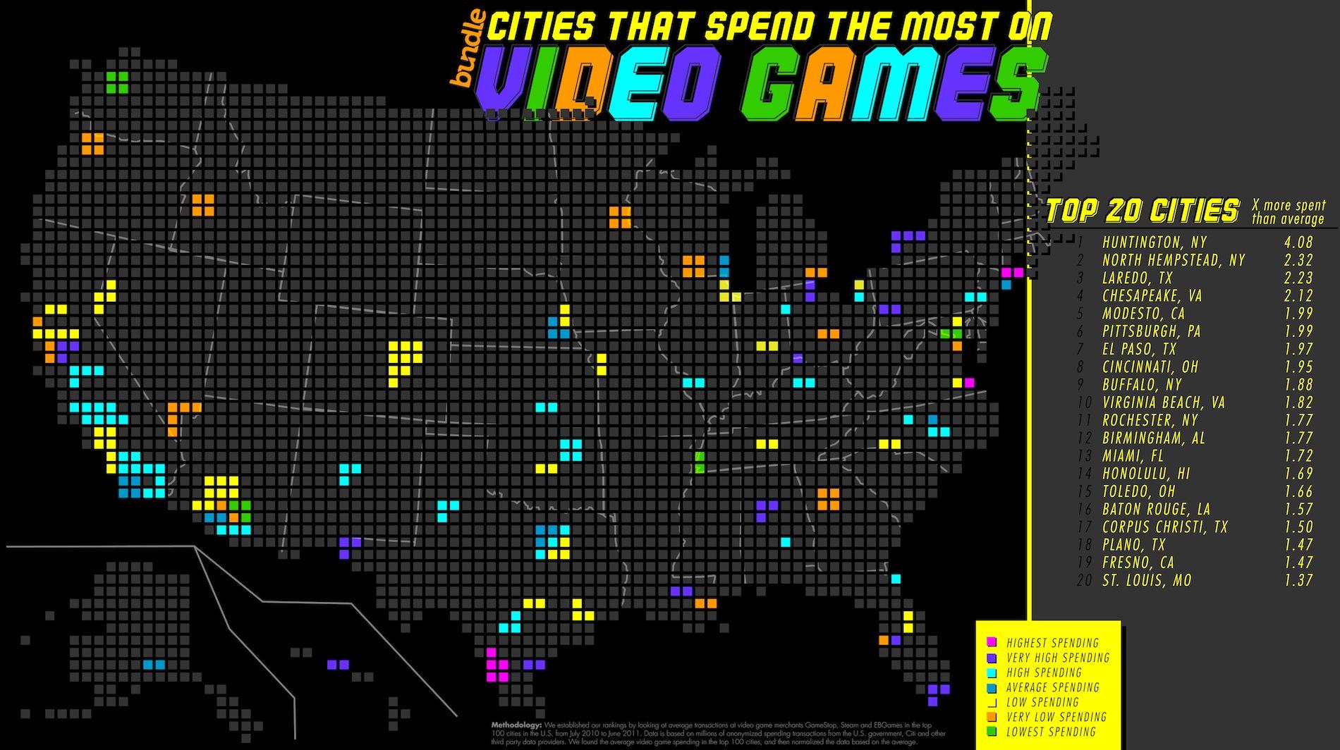 Video Gaming Cities Infographic1 gnd La carte US des ventes de jeux vidéos