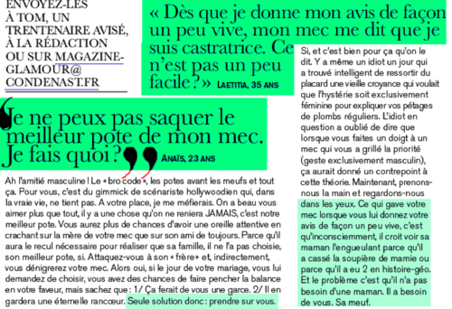 Heureusement que les magazines féminins proposent une rubrique...