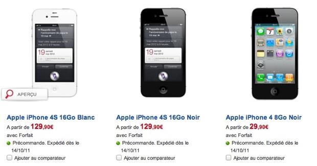 iphone 4S sfr LiPhone 4S est en pré commande chez SFR