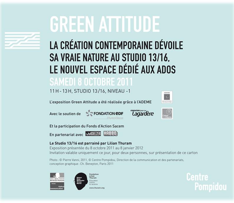 Expo Green Attitude au Centre Pompidou - Studio 13/16 avec ateliers Potobo/Potogreen conduits par Paule Kingleur / Paris Label 