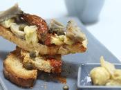 Tartines sardines, artichaut fondants