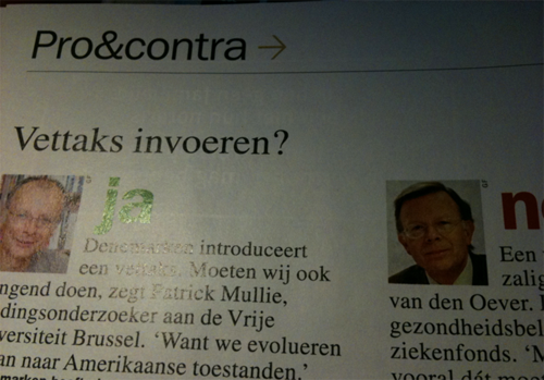 Le magazine Knack propose un pour ou contre la  ”taxe sur...