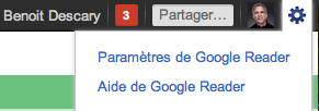google reader parametres Google Reader: partagez le contenu que vous consultez directement sur Google+