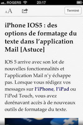 iphone safari lecteur iPhone iOS5 : 10 astuces!