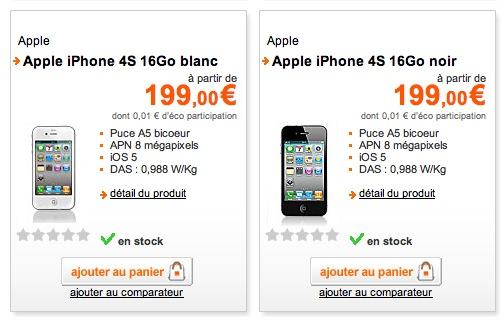 iphone 4S orange LiPhone 4S en pré commande chez les opérateurs Français