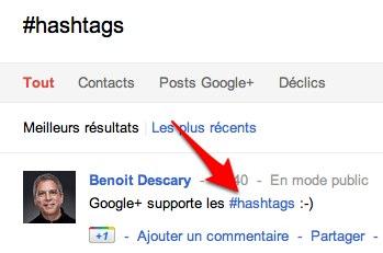google plus hashtag Google+ intègre la recherche en temps réel et les hashtags