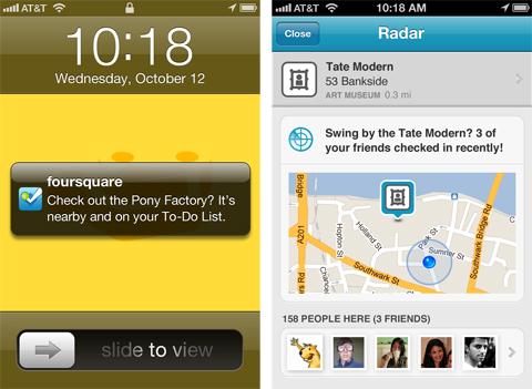 radar blog Foursquare 4.0 pour iPhone vous offre un Radar