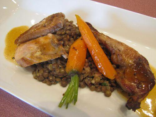 Salade de perdreau rôti aux lentilles vertes