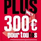 Affiche du NPA « Plus 300€ net pour tout-e-s »