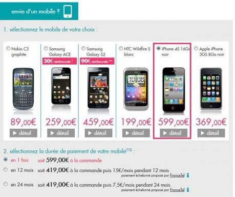 Apple iPhone 4S Sosh mobile Orange L'iPhone 4S disponible avec les offres Sosh (Orange)