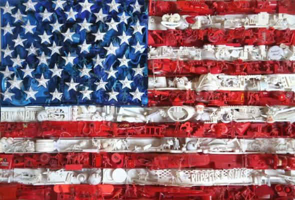 7flag1 590x400 Toys Painting by Tom Deininger arty trompe loeil toys Tom Deininger painting 