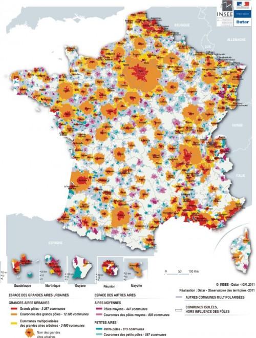 France : nouveau zonage en aires urbaines