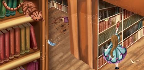 extrait de l'illustration petite princesse dans la bibliothèque du chateau