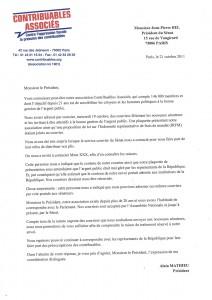 La lettre de Contribuales Associés adressée à Jean-Pierre Bel