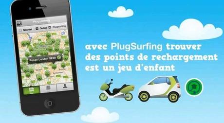 PlugSurfing sur iPhone, relie les utilisateurs de voitures hybrides ou électriques...