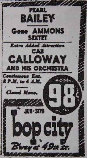22 octobre 1949 : Pearl Bailey et Cab Calloway en attraction suuplémentaire au BOP City de New York