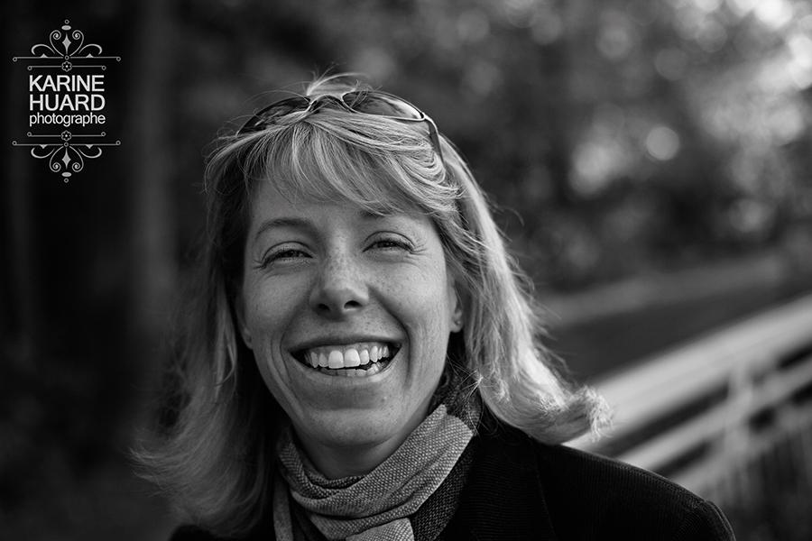bw portrait of a smiling woman