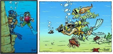 caricaturiste champôl plongée sous-marine humour