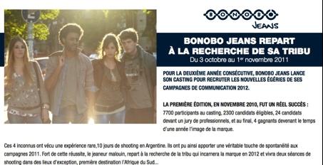 Grand casting Bonobo Jeans