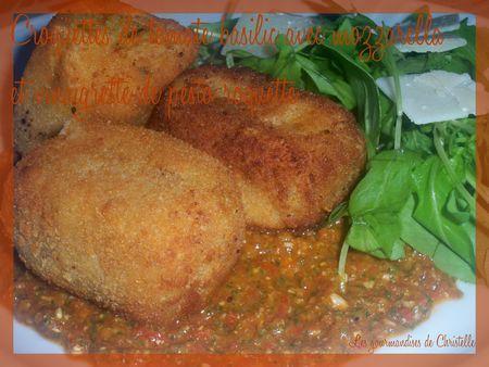 croquette_mozzarella_basilic_tomates_vinaigrette_pesto_roquette