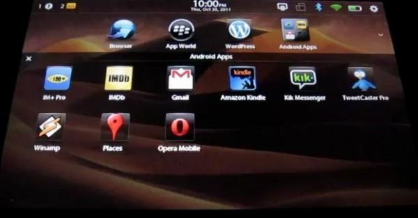 pb android 600x313 Une vidéo des applications Android sur la BlackBerry PlayBook