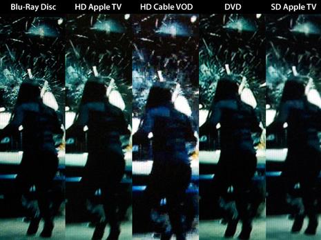 Comparaison de qualité entre l'Apple TV 2.0, le Blu-Ray, le DVD et le cable HD