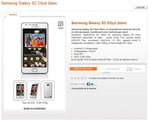 s2 citiy 600x484 Samsung Galaxy S2 Cityzi chez Orange