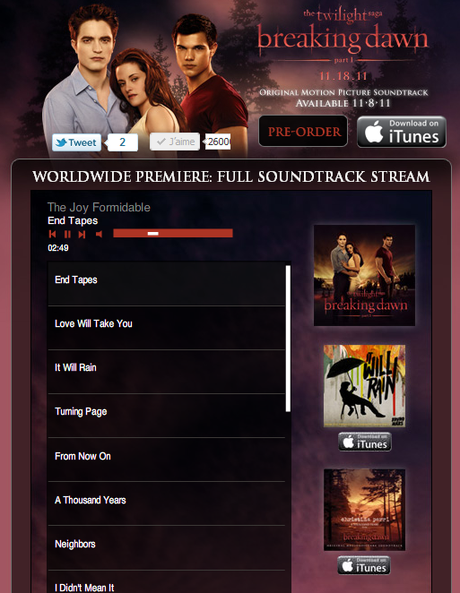 Écoutez la B.O de Breaking Dawn sans plus attendre