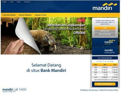 capture d'écran homepage de la banque Mandiri