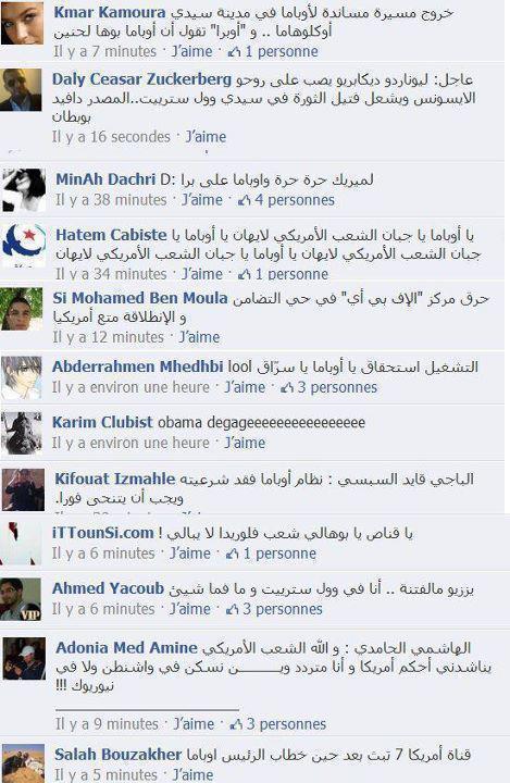 tunisians invade obama page Les Tunisiens envahissent la page Facebook dObama 
