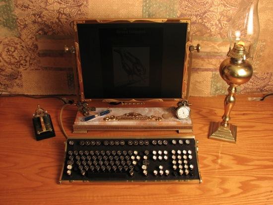 Un ensemble clavier+écran steampunk par Jake von Slatt - 3