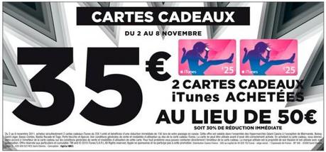Hypermarchés Géant / Casino : les cartes iTunes 50€ proposées à 35€
