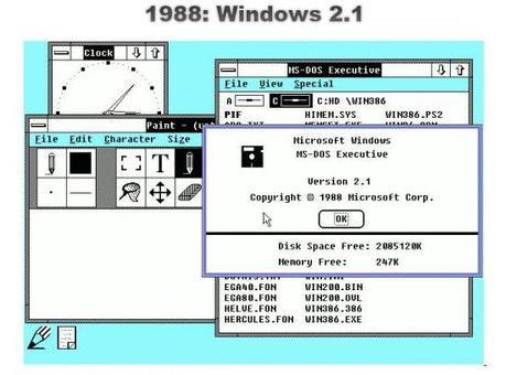 Windows dans le temps evolution graphique