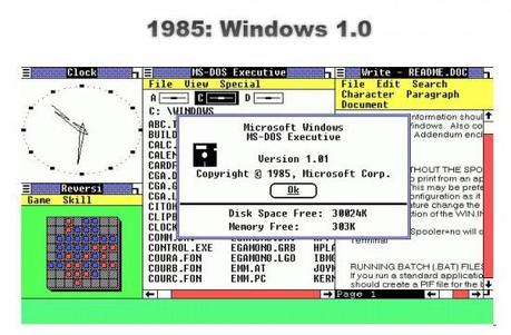 Windows dans le temps evolution graphique