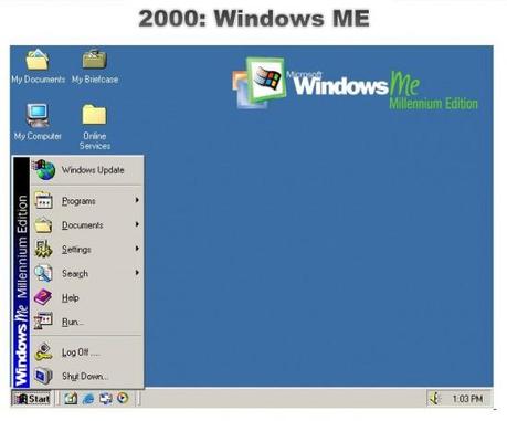 Windows dans le temps evolution graphique