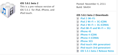 Télécharger iOS 5.0.1 bêta 2