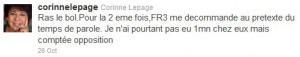 tweet corinne 300x57 Corinne Lepage en a ras le bol de France 3