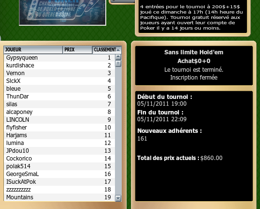 Tournoi des recrues (2011-11-05)Liste de joueurs