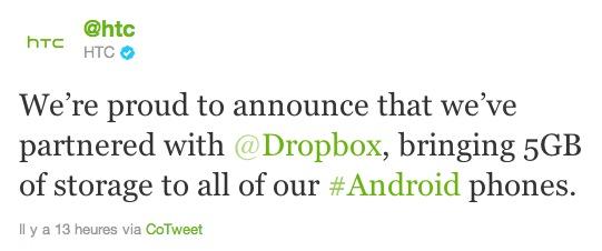 htc dropbox Un partenariat entre HTC et Dropbox