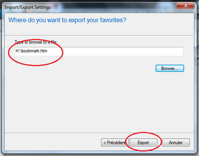 Sauvegarder ses favoris internet