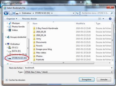 Sauvegarder ses favoris internet