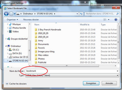 Sauvegarder ses favoris internet