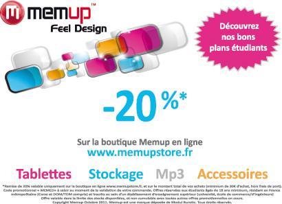 -20% sur les produits Memup pour les étudiants -20% sur les produits Memup pour les étudiants